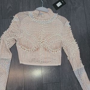 Pearl crop top ivory/white